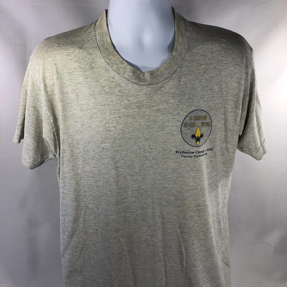 VTG WEBELOS CAMP 1993 TAWAKONI SINGLE STITCH USA MADE SHIRT 90s DISCOLORED TEE L - Picture 2 of 12